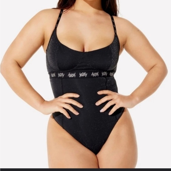 Yitty black shimmer spotlight shaping Demi thong bodysuit - Picture 1 of 13